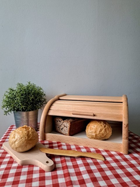Chlebak Drewniany Duży Decoupage Surowy Naturalny