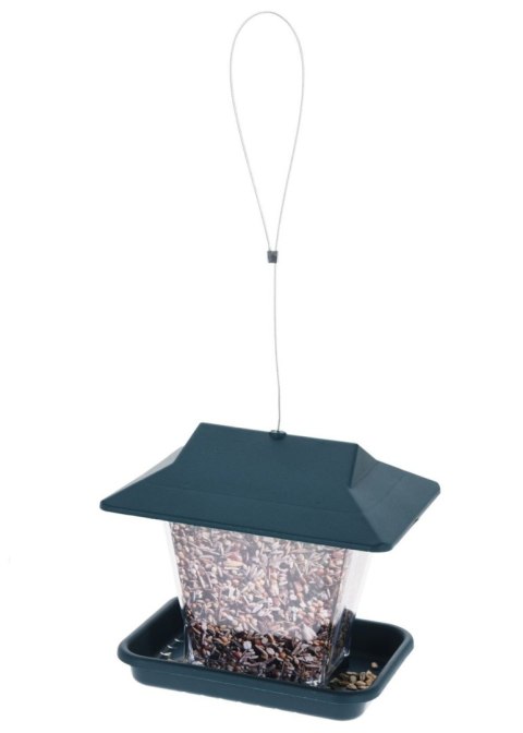 Karmnik dla ptaków na ziarno wiszący Dzięki niemu dokarmimy dziko żyjące ptaki, wyposażony jest w linkę do powieszenia na gałęzi