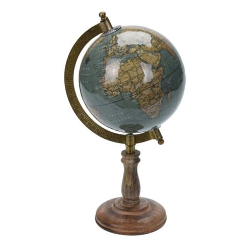 Dekoracyjny globus świata turkus 28 cmDekoracyjny globus w stylu Retro z metalową podpórką, na podstawie wykonanej z drewna mang