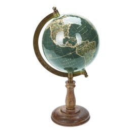 Dekoracyjny globus świata zieleń 28 cm Dekoracyjny globus w stylu Retro z metalową podpórką, na podstawie wykonanej z drewna man