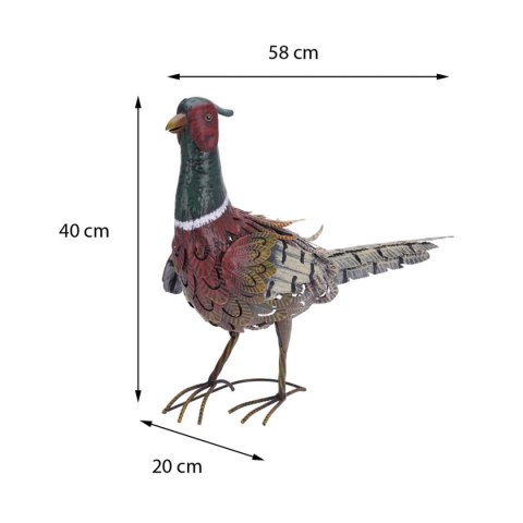 Dekoracyjny ptak Bażant do ogrodu Dekoracyjna figurka ogrodowa, rzeźba bażanta wykonana z metalu w wyrazistych kolorach o wymiar