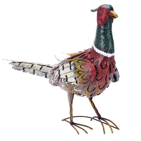 Dekoracyjny ptak Bażant do ogrodu Dekoracyjna figurka ogrodowa, rzeźba bażanta wykonana z metalu w wyrazistych kolorach o wymiar