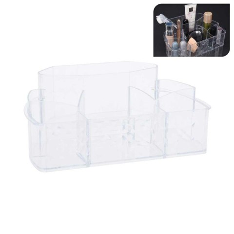 Organizer akrylowy na kosmetyki Pojemnik na akcesoria kosmetyczne z przegródkami, z serii Eleganza z diamentowym wzorem o wymiar