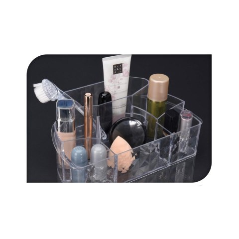 Organizer akrylowy na kosmetyki Pojemnik na akcesoria kosmetyczne z przegródkami, z serii Eleganza z diamentowym wzorem o wymiar