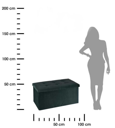 Pufa otwierana welurowa czarna 76 cm Pufa Chesterfield w formie skrzyni z materiału Velvet ze schowkiem do siedzenia i przechowy