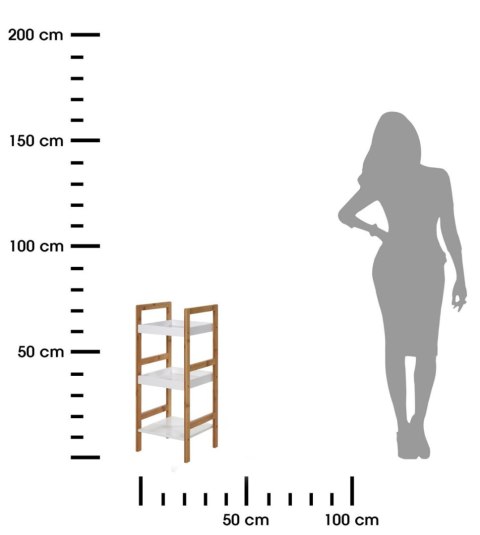 Regał łazienkowy trzypoziomowy 72 cm Funkcjonalny regał do łazienki z 3 półkami, na różne akcesoria, wykonany z drewna bambusowe