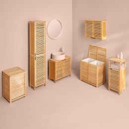 Szafka łazienkowa Sicela wiszącaWykonana z ekologicznego drewna bambusowego, wyposażona w 2 półki schowane za drzwiami, wymiary 