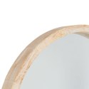 Drewniane lustro ścienne Natalie 50 cm Okrągły kształt, rama w naturalnym kolorze, elegancki i stylowy dodatek do wnętrz