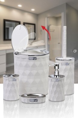 Komplet łazienkowy Diamond biały/chrom Luksusowy komplet łazienkowy Diamond składający się z 5ciu elementów, kolor biały z chrom