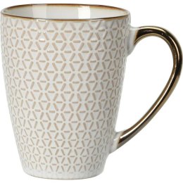 Kubek ceramiczny Queen 370 ml wzór 1 Elegancki kubek do kawy i herbaty, wykonany z ceramiki z wytłaczanym wzorem i dekoracyjną o