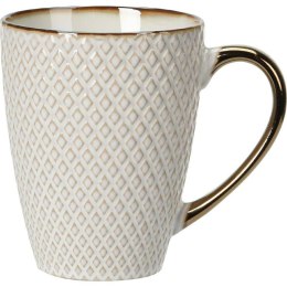 Kubek ceramiczny Queen 370 ml wzór 2 Elegancki kubek do kawy i herbaty, wykonany z ceramiki z wytłaczanym wzorem i dekoracyjną o