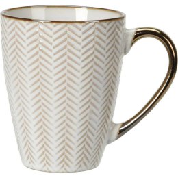 Kubek ceramiczny Queen 370 ml wzór 3 Elegancki kubek do kawy i herbaty, wykonany z ceramiki z wytłaczanym wzorem i dekoracyjną o