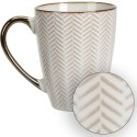Kubek ceramiczny Queen 370 ml wzór 3 Elegancki kubek do kawy i herbaty, wykonany z ceramiki z wytłaczanym wzorem i dekoracyjną o