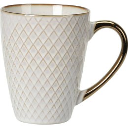 Kubek ceramiczny Queen 370 ml wzór 4Elegancki kubek do kawy i herbaty, wykonany z ceramiki z wytłaczanym wzorem i dekoracyjną ob