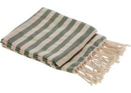 Ręcznik Hammam 90x170 cm pasy zielone Wykonana z bawełny, prostokątna mata plażowa zakończona frędzlami