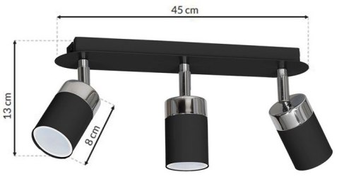 Lampa sufitowa JOKER BLACK/CHROME 3xGU10