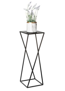 Kwietnik loftowy stojący czarny 70 cm Wykonany z metalu, prosty i stylowy stojak na kwiatki w kolorze czarnym