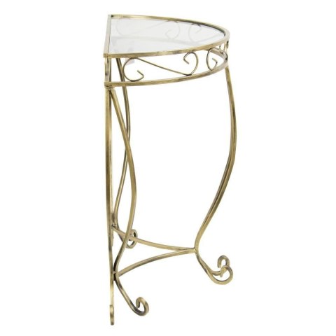 Zdobiona konsola stolik Ava wzór EsyWykonany z metalu, stylowy i solidny ozdobny stoliczek półokrągły w kolorze czarno złotym