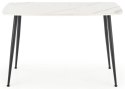 Stół Marco White Marble 120x70 cm Stalowa podstawa lakierowana na czarno, wierzchnia część blatu wykonana ze szkła imitującego m