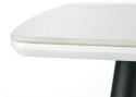 Stół Marco White Marble 120x70 cm Stalowa podstawa lakierowana na czarno, wierzchnia część blatu wykonana ze szkła imitującego m