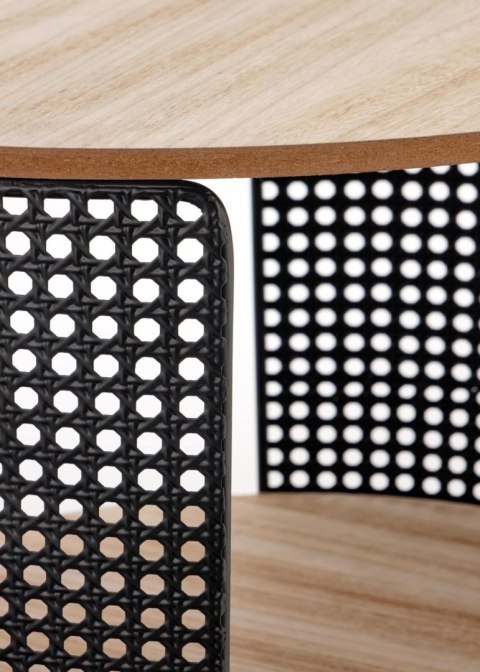 Stolik kawowy Trafica Black NaturalStalowa podstawa lakierowana na czarno, blat wykonany z MDF-u z okleiną w kolorze naturalnym,