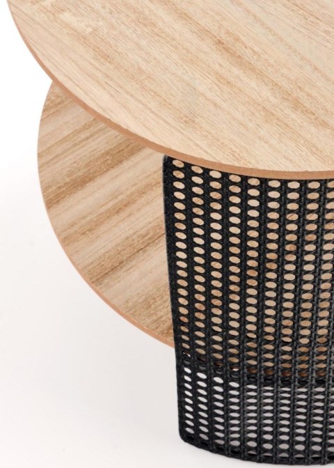 Stolik kawowy Trafica Black NaturalStalowa podstawa lakierowana na czarno, blat wykonany z MDF-u z okleiną w kolorze naturalnym,