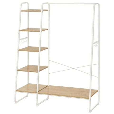 Biały wieszak garderoba na ubrania Solidny wieszak stojak z 5 półkami i 6 haczykami do przechowywania ubrań, butów, płaszczy w s