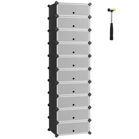 Czarna modułowa szafka na buty dodatki Modułowy regał szafka na buty, odzież, dodatki z 10 pudełkami wykonany z tworzywa sztuczn