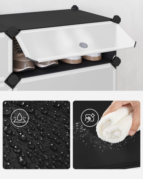 Czarna modułowa szafka na buty dodatki Modułowy regał szafka na buty, odzież, dodatki z 10 pudełkami wykonany z tworzywa sztuczn