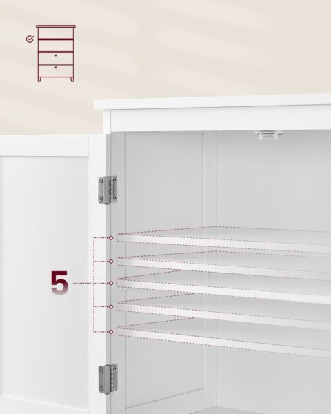 Szafka łazienkowa stojąca klasyczna biel Szafka łazienkowa wyposażona w 2 szuflady i 2 drzwiami, z możliwością regulacji półek w