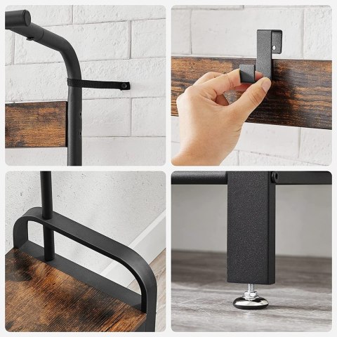 Szeroki wieszak na ubrania z półkami na buty