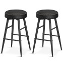 Zestaw 2 hokerów krzesła barowe czarne Zestaw dwóch stabilnych hokerów wykonanych ze stali i pianki o wysokiej sprężystości, sie
