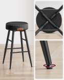 Zestaw 2 hokerów krzesła barowe czarne Zestaw dwóch stabilnych hokerów wykonanych ze stali i pianki o wysokiej sprężystości, sie