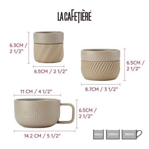 La Cafetiere Kubki do Kawy Beżowe 3 szt.