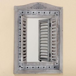 Lustro z okiennicami Lindsay 73 cm drewniane, odcienie szarego, szerokość 55 cm