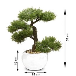 Drzewko bonsai w doniczce iglaste kolor zielony, tworzywo sztuczne, wysokość 33 cm