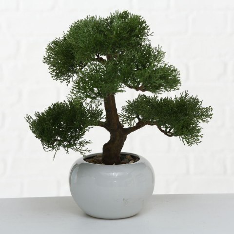 Drzewko bonsai w doniczce iglaste kolor zielony, tworzywo sztuczne, wysokość 33 cm