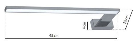 Kinkiet SHINE Srebrny 11W LED IP44 45cm Prawy