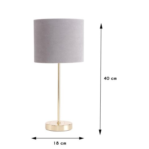 Lampa stołowa Lorie szaraElegancka lampa na metalowej nóżce z szarym abażurem, o wymiarach 18x40 cm