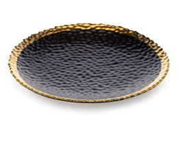 Talerz Kati Black Gold 25 cm Wykonany z ceramiki w kolorze czarnym ze złotymi krawędziami. Średnica naczynia wynosi 25 cm