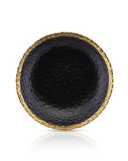 Talerz głęboki Kati Black Gold 21 cm Talerz głęboki wykonany z ceramiki w kolorze czarnym, wykończony złotą farbą. Średnica nacz