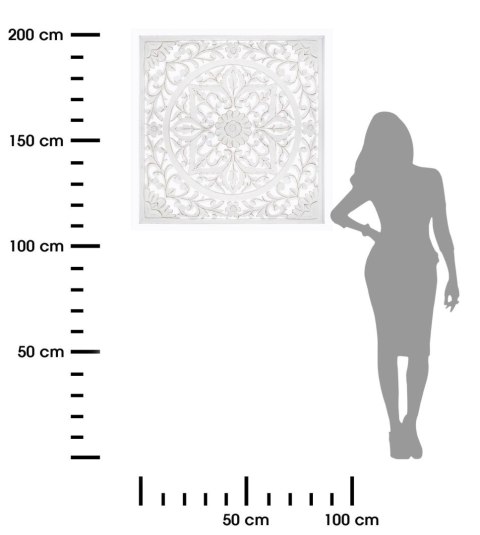 Ozdoba ścienna Fanny 90x90 cm Biała dekoracja na ścianę, do zawieszenia w salonie, przedpokoju lub gabinecie