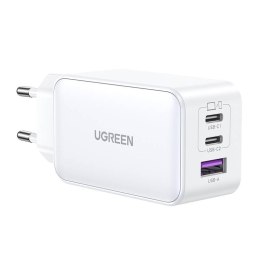 Ładowarka sieciowa UGREEN 15334 Nexode, 2xUSB-C, USB-A 3.0, PD3.0, QC4.0, GaN, 65W (biała)