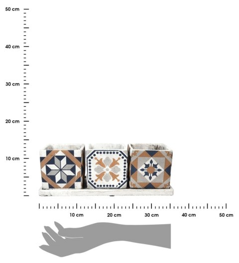 Komplet 3 doniczek w stylu portugalskim