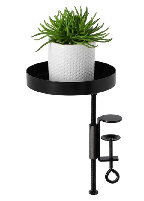 Kwietnik parapetowy z zaciskiem czarny S Metalowy stojak na okno w kolorze czarnym, przykręcany kwietnik parapetowy o regulowane