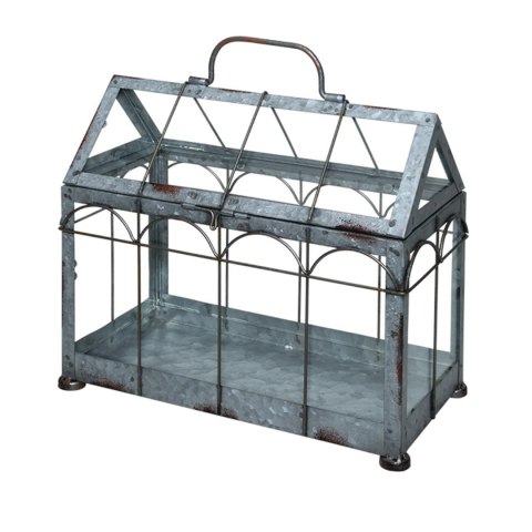 Ozdobna szklarenka metalowa 26x29 cm Mini szklarnia doskonale sprawdzi się do uprawy małych roślinek lub ziół zarówno w domu jak