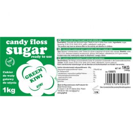 Kolorowy cukier do waty cukrowej zielony o smaku kiwi 1kg