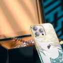 Luksusowe etui iPhone 14 z kryształami Phoenix Series złoto-niebieskie