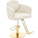Fotel fryzjerski barberski kosmetyczny z podnóżkiem Physa WINSFORD - kremowo - złoty
