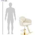 Fotel fryzjerski barberski kosmetyczny z podnóżkiem Physa WINSFORD - kremowo - złoty
